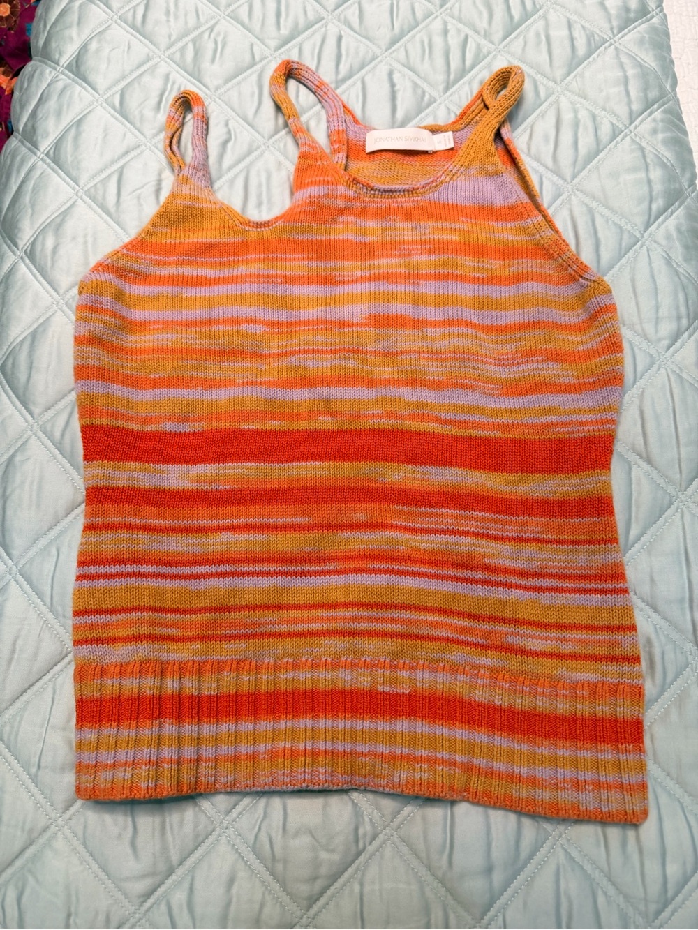 Simkhai Striped Knit Tank Top in Orange and Pink - Casual Summer Layering